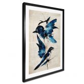 Poster Treechild - Himmelsvögel in schimmerndem Blau 
