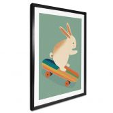 Poster Treechild - Niedlicher Hase auf einem Skateboard 