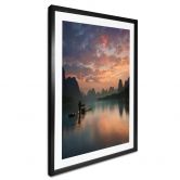 Poster Zhang - Asiatische Flusslandschaft in der Abenddämmerung 