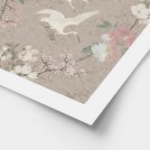 Vogelposter Kraniche im Kirschblüten-Rausch Beige - Bloomery Decor 