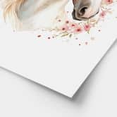 Poster Cheval Boho avec fleurs délicates | Motif cheval romantique pour chambre d'enfant 