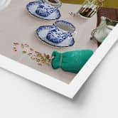 Poster Teepause mit blauem Porzellan - Goed Blauw 