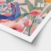 Poster Zwei Kolibris auf der bunten Blumenwiese - Goed Blauw 