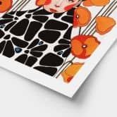 Poster Frau mit Retro-Mohnblumen | Porträtkunst für das Wohnzimmer - Hülya 