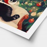 Poster humoristique Chat de Noël avec vin - Melloi Art Prints 