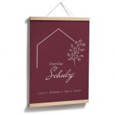 Personalisierbares Poster Familie Haus - weinrot 