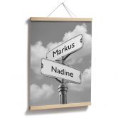 Poster Wunschtext - Straßenschild schwarz-weiß 