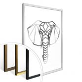 Poster - Origami Elefantenkopf - Silber-Optik 