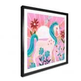Poster Einhorn auf farbenfroher Blumenwiese - Bonne Müller - Quadratisch 
