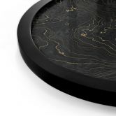 Poster Abstrakte Linien Schwarz-gold - Amini - Rund 