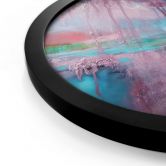 Poster Violette regen over blauwe nevel - Schmucker - Rond 