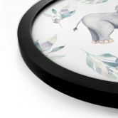 Poster Niedlicher Babyelefant zwischen Boho-Zweigen - UN Designs - Rund 