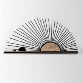 Wandregal Hängeregal Sonnenaufgang - Aus Holz und Metall - 58x28x9 cm 