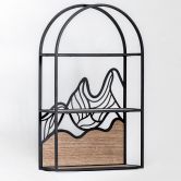 Wandregal Hängeregal Berglandschaft - Aus Holz und Metall - 34x56x12 cm 