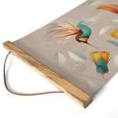 Affiche textile avec motif d'oiseaux - Colibri - Marron 
