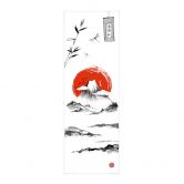 Textile poster Japanese landscape - black ink - panorama 