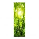 Affiche textile Soleil dans la forêt de bambous - panorama 