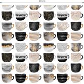 Patroonbehang Fredrikson Koffiekopjes - Black & Gold 