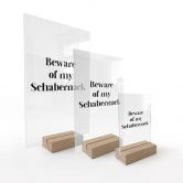 Tischaufsteller Beware of my Schabernack 