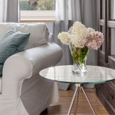 Tischplatte aus Glas - Shabby Chic Holz - Rund 