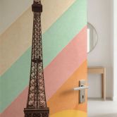 Retro Eiffel Tower door film with rainbow - Bodart - Self-adhesive door decoration 