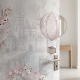 Türfolie Kinderzimmer - Märchenwelt mit Schloss und Einhorn - Ms Tiff - Selbstklebende Türdeko 