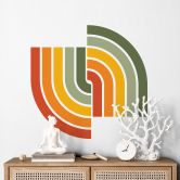 Muursticker retro halve boog | regenboog kleuren 