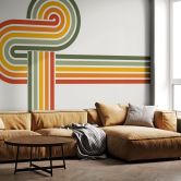Sticker mural Retro demi-cercle | couleurs arc-en-ciel 