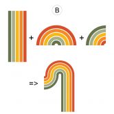 Wandtattoo Retro Streifen Form Set (3-teilig) | Regenbogenfarben 