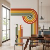 Sticker mural Retro rayures à pois | couleurs arc-en-ciel 