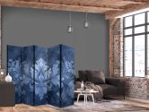 Paravent, Raumteiler freistehend, Trennwand - Ornament in Blue and Cool Colors. Dark Blue Decoration 