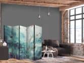 Paravent, Raumteiler freistehend, Trennwand - Fish in Muted Colors Swimming in Groups in Oceanic Depths 