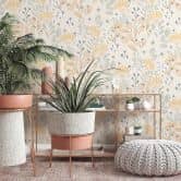 Vliestapete, Blumenmotivtapete La Terrasse gelb 