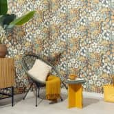 Vliesbehang, behang met bloemmotief La Terrasse blauw 