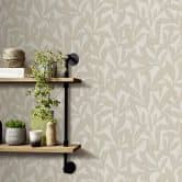 Vliestapete, Blumenmotivtapete La Terrasse taupe, creme 
