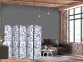 Paravent, Raumteiler freistehend, Trennwand - Rome and Botany - Blue Pattern with a Greek and Plant Motif 