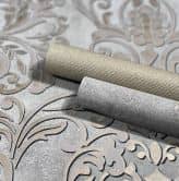 Vliestapete mit ornamentalem Damask-Motiv Grau Ornamental  