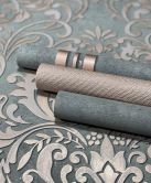 Vliestapete mit ornamentalem Damask-Motiv Grau Ornamental  