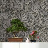Vliestapete mit strukturiertem Blattmotiv braun Floral 