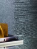 Vliestapete mit Streifen und feinen Linien blau, grau Struktur 