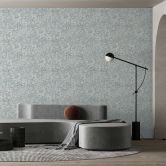 Vliestapete mit stark strukturiertem Blattmotiv blau Floral 