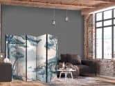 Paravent, Raumteiler freistehend, Trennwand - Mountainous Coast: Pastel Blues 