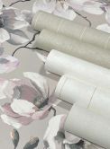behang vliesbehang Flora grijs, beige 