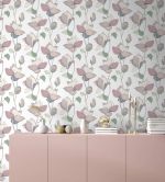 Vliestapete mit Comic-Blumen Look weiß, beige Floral 