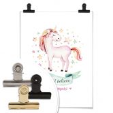 Poster Kvilis - Don't believe in humans - Einhorn inmitten der Sterne 