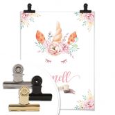 Poster Kvilis - I smell Rainbow - Einhorn mit Blumen und Wimpern 