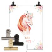 Poster Kvilis - Sweet Dreams - Einhorn mit Blumenkranz 