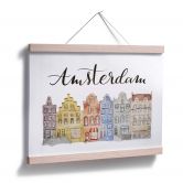 Poster Skyline van Amsterdam - Aquarel 