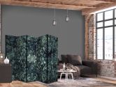 Paravent, Raumteiler freistehend, Trennwand - Oriental Carpet: Emerald Ornaments and Rubbed Patterns 