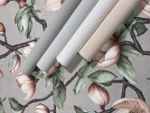 Vliestapete Äste, Blumen Floral Natur matt in Grau Braun Grün 
